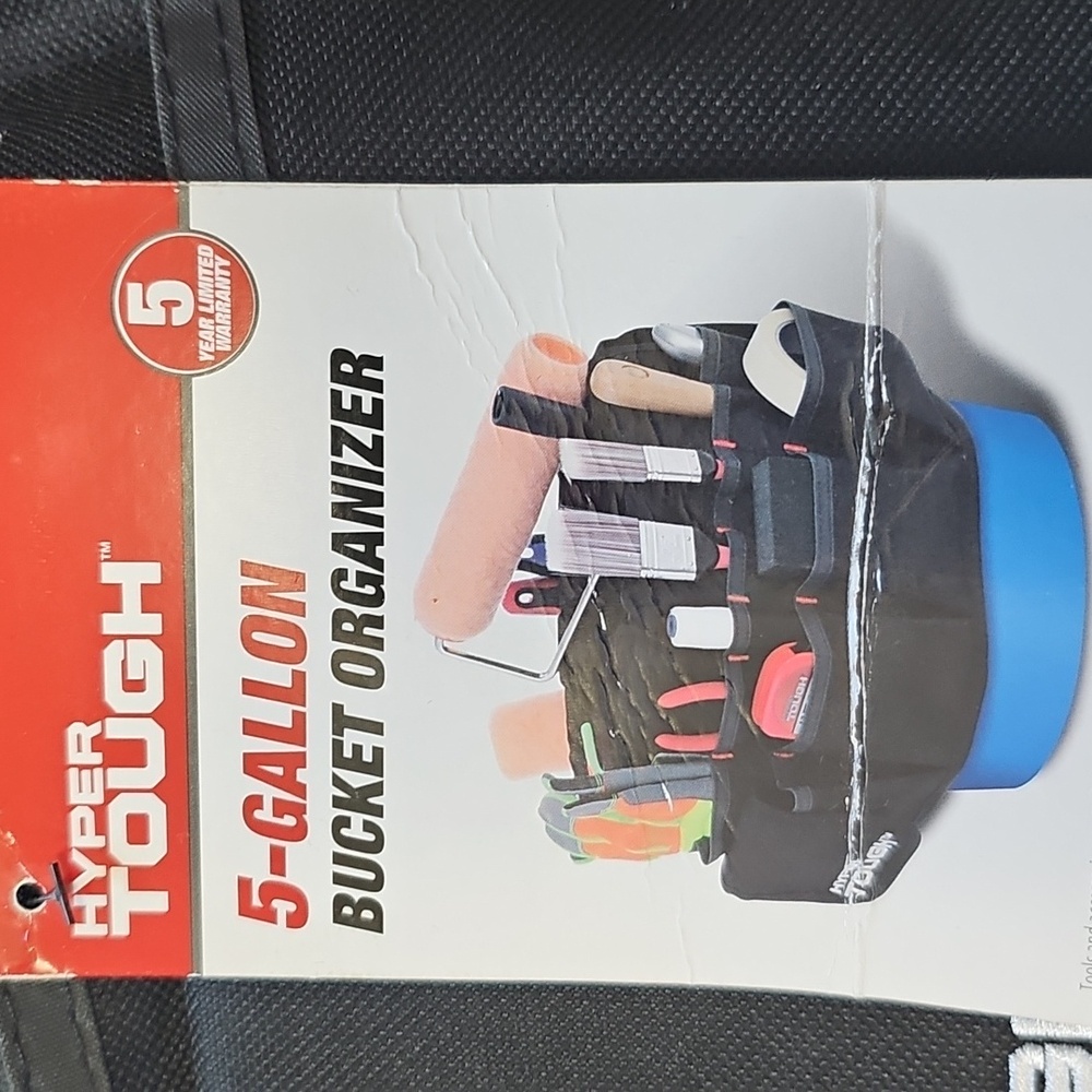 Hyper Tough Black 5-Gallon Bucket Organizer 35 Pockets, Strap with Clip New